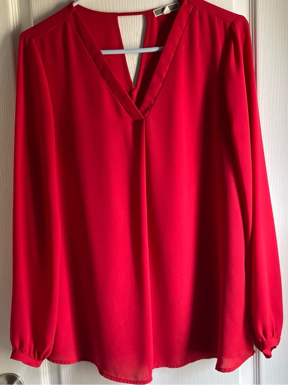 Pleione red long sleeved blouse M